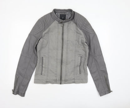 Womens UK Size XS GUESS Grey Biker Coat