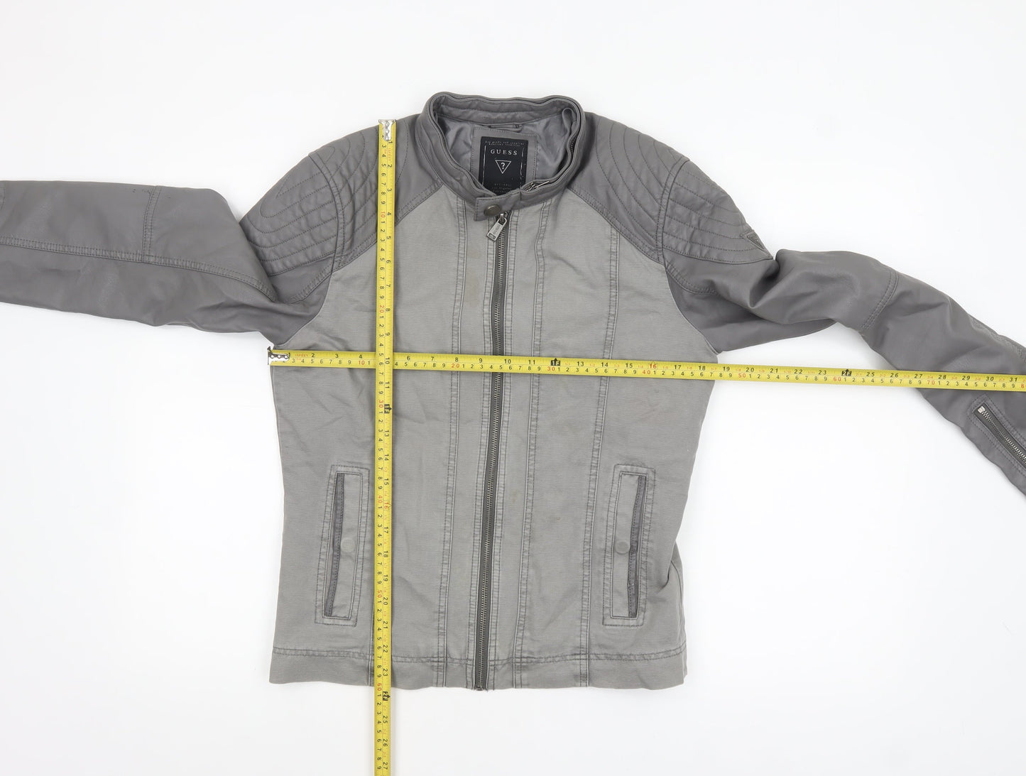 Womens UK Size XS GUESS Grey Biker Coat