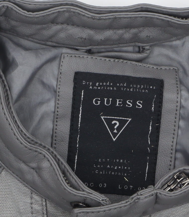 Womens UK Size XS GUESS Grey Biker Coat