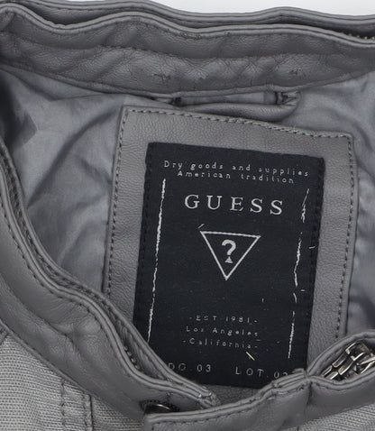 Womens UK Size XS GUESS Grey Biker Coat