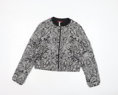 Womens UK Size L Bershka Black Bomber Jacket