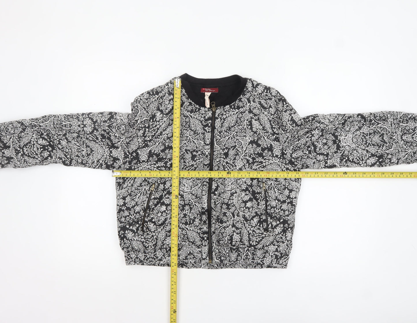 Womens UK Size L Bershka Black Bomber Jacket
