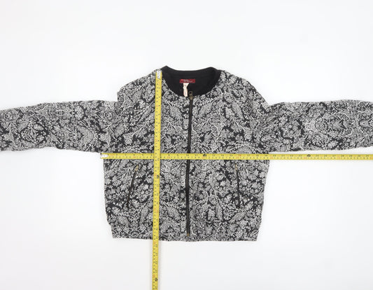 Womens UK Size L Bershka Black Bomber Jacket