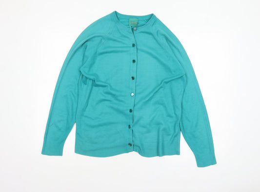 Womens UK Size 16 Canda Green Cardigan Jumper
