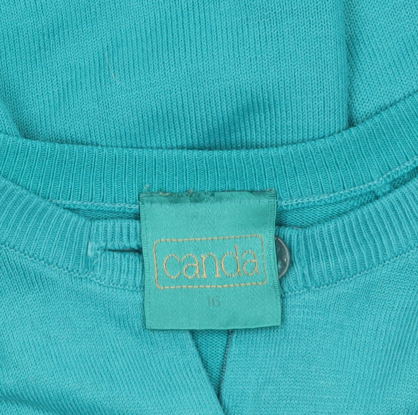 Womens UK Size 16 Canda Green Cardigan Jumper