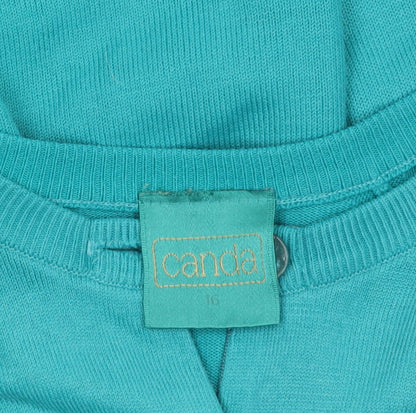Womens UK Size 16 Canda Green Cardigan Jumper