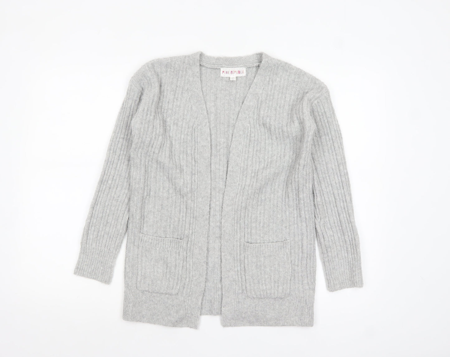 Womens UK Size L Pink Republic Grey Cardigan Jumper