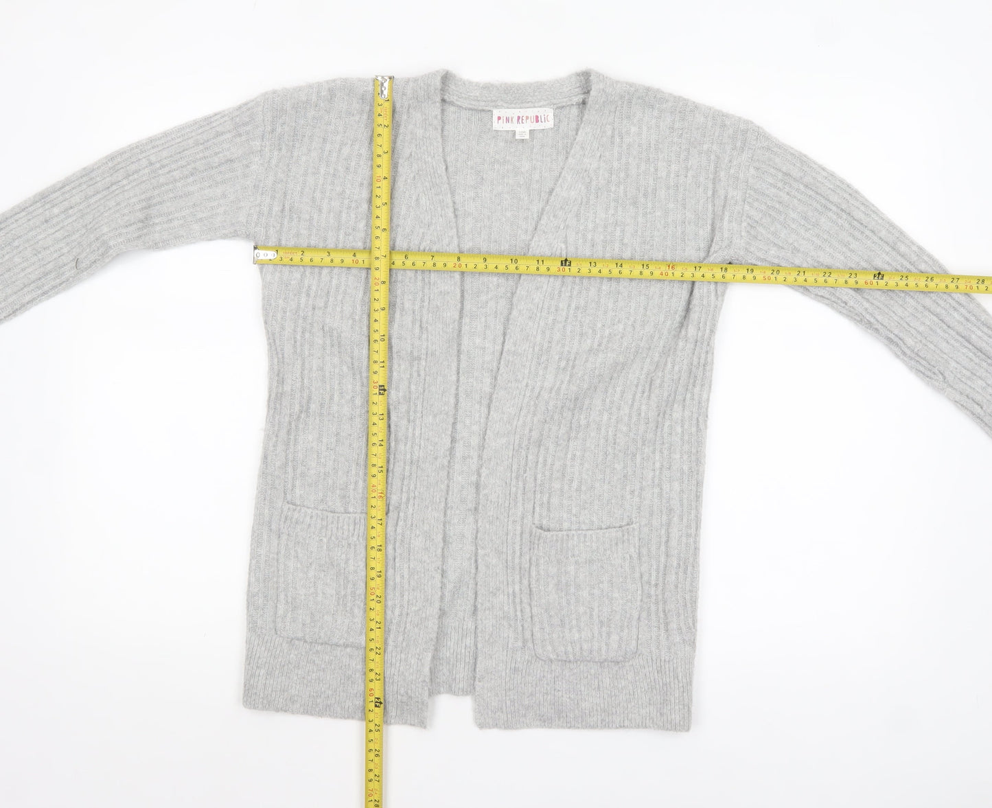 Womens UK Size L Pink Republic Grey Cardigan Jumper