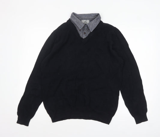 Mens UK Size M Marks and Spencer Black Pullover Jumper