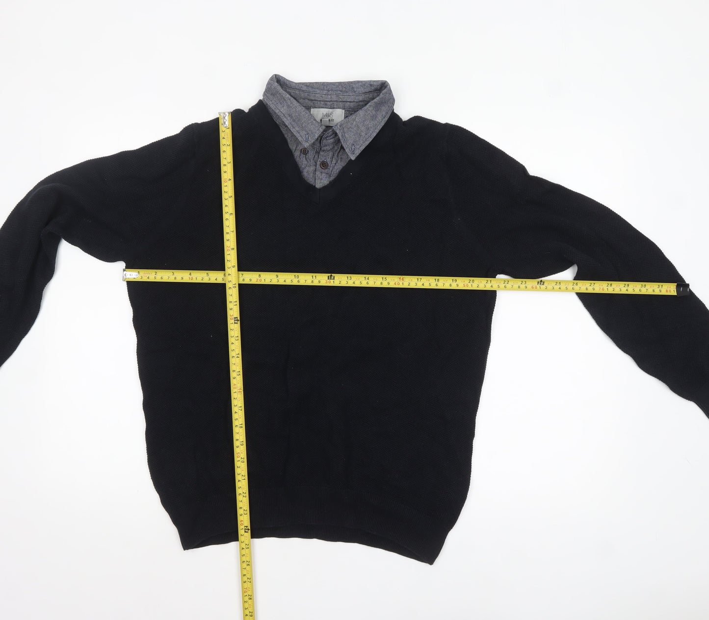 Mens UK Size M Marks and Spencer Black Pullover Jumper