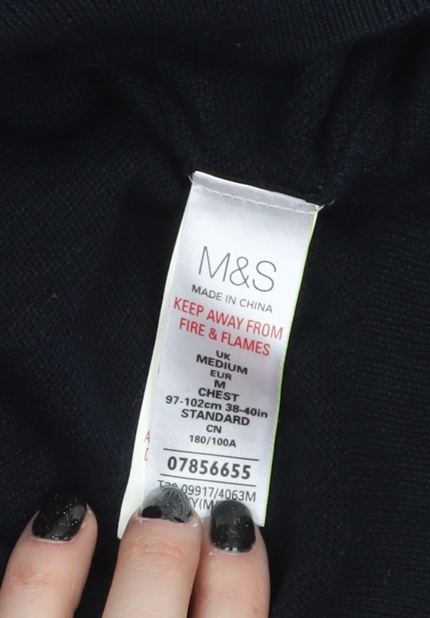 Mens UK Size M Marks and Spencer Black Pullover Jumper