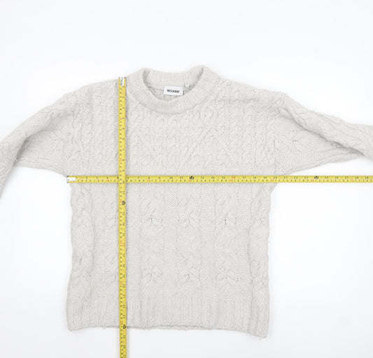 Womens UK Size XS Weekday Ivory Pullover Jumper