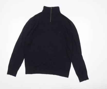 Mens UK Size M Fat Face Blue 1/4 Zip Jumper