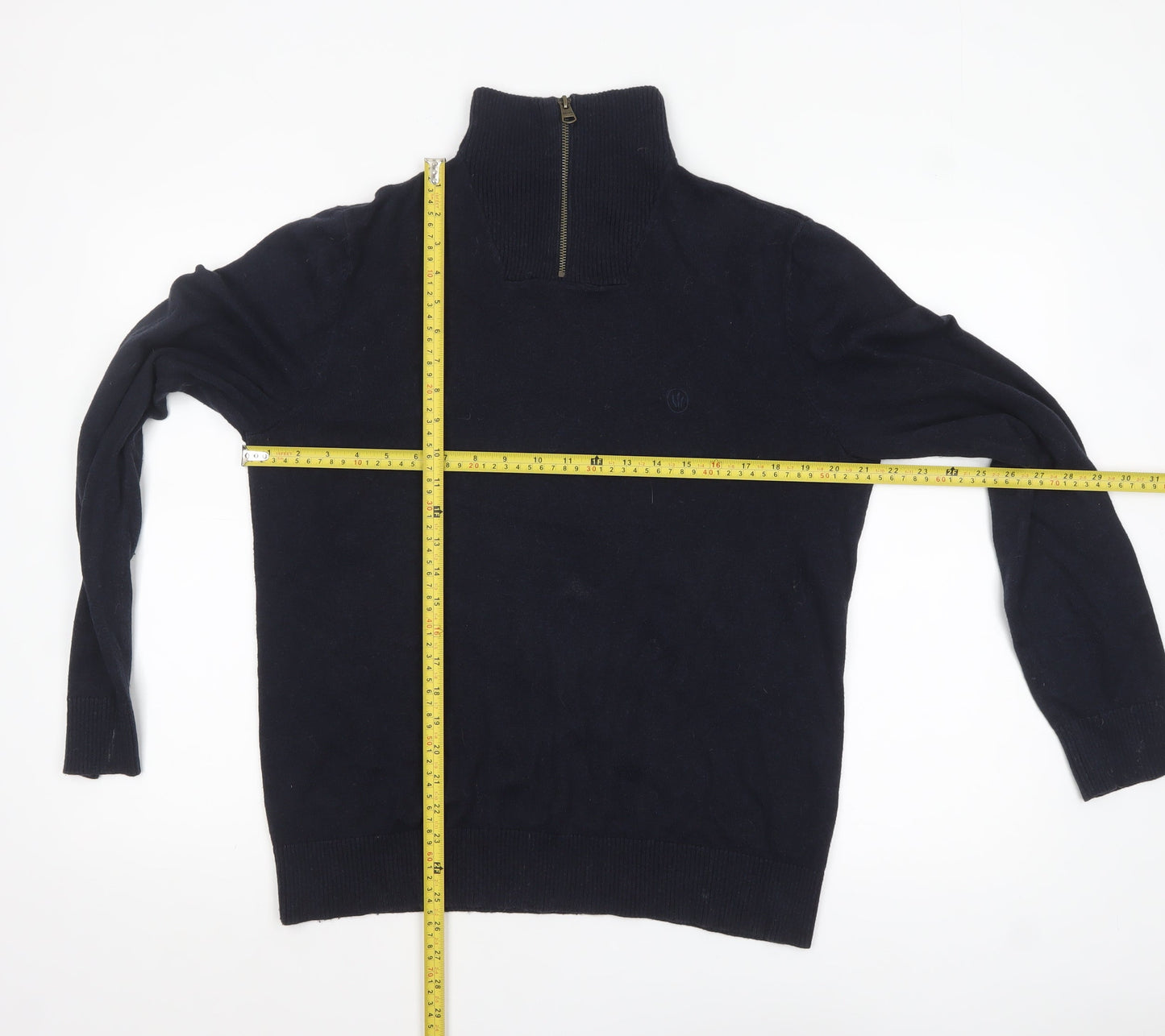 Mens UK Size M Fat Face Blue 1/4 Zip Jumper