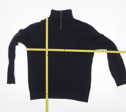 Mens UK Size M Fat Face Blue 1/4 Zip Jumper