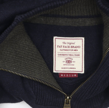 Mens UK Size M Fat Face Blue 1/4 Zip Jumper