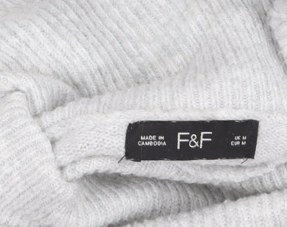 Womens UK Size M F&F Grey Pullover Jumper
