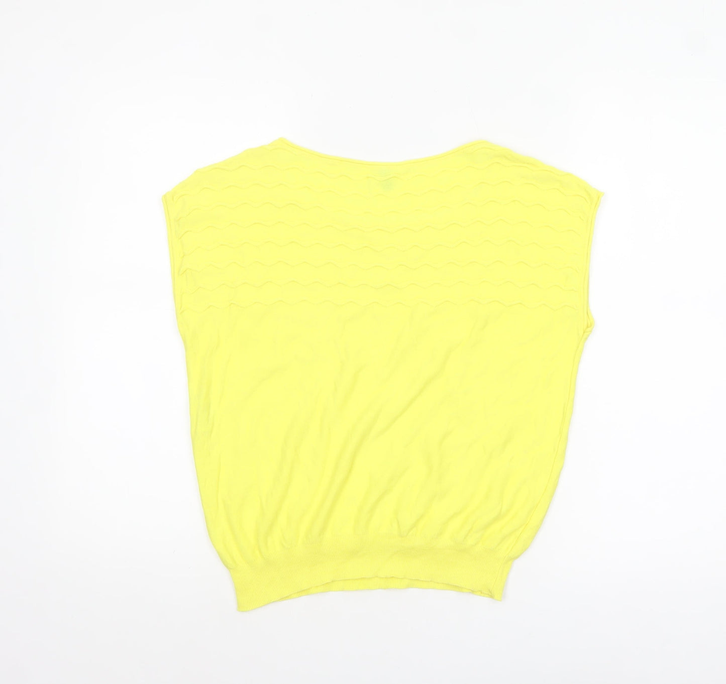 Womens UK Size M United Colors of Benetton Yellow Basic T-Shirt