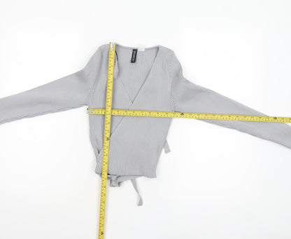 Womens UK Size 12 H&M Grey Wrap Jumper
