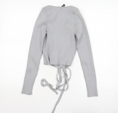 Womens UK Size 12 H&M Grey Wrap Jumper