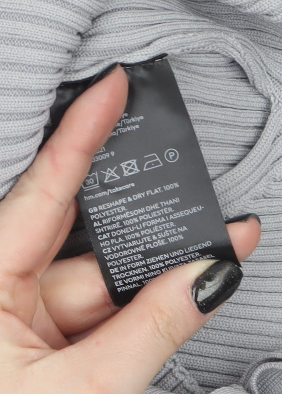Womens UK Size 12 H&M Grey Wrap Jumper