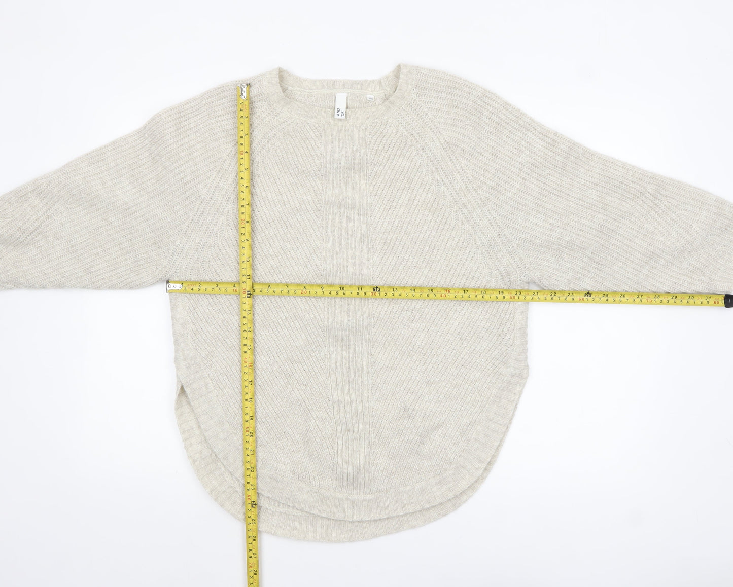 Womens UK Size XS AND/OR Beige Pullover Jumper