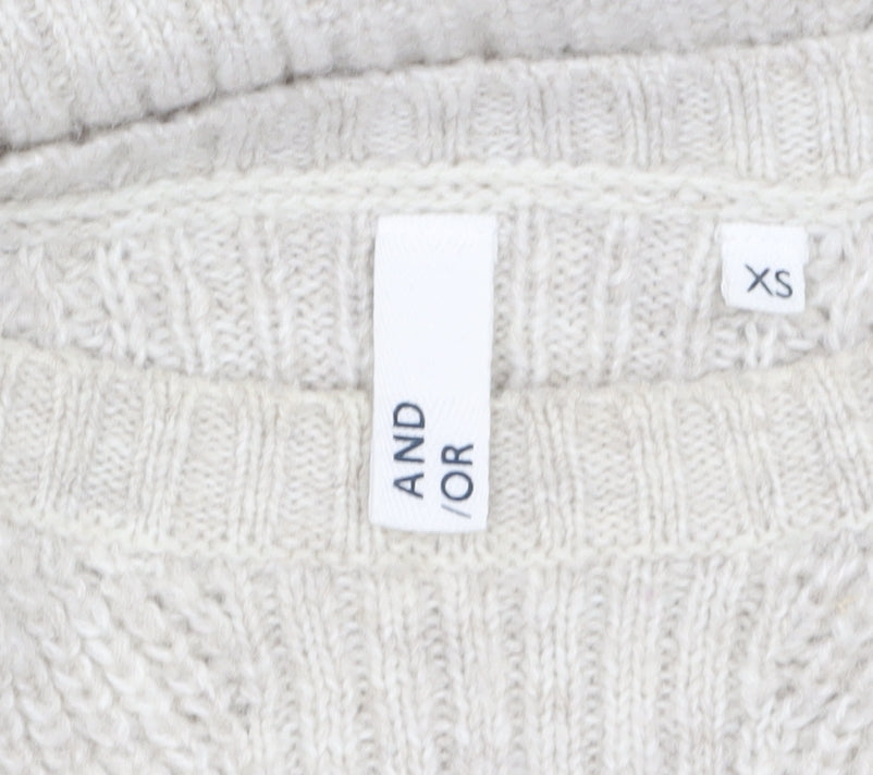 Womens UK Size XS AND/OR Beige Pullover Jumper