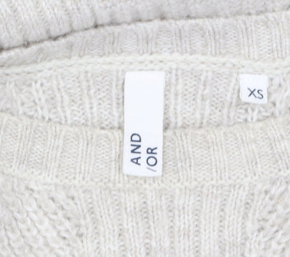 Womens UK Size XS AND/OR Beige Pullover Jumper