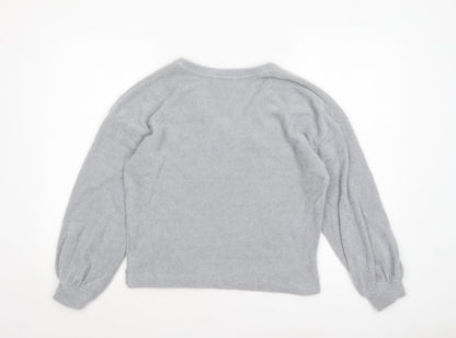 Marks and Spencer Women Silver Grey XS Knit V-Neck Pyjama Top