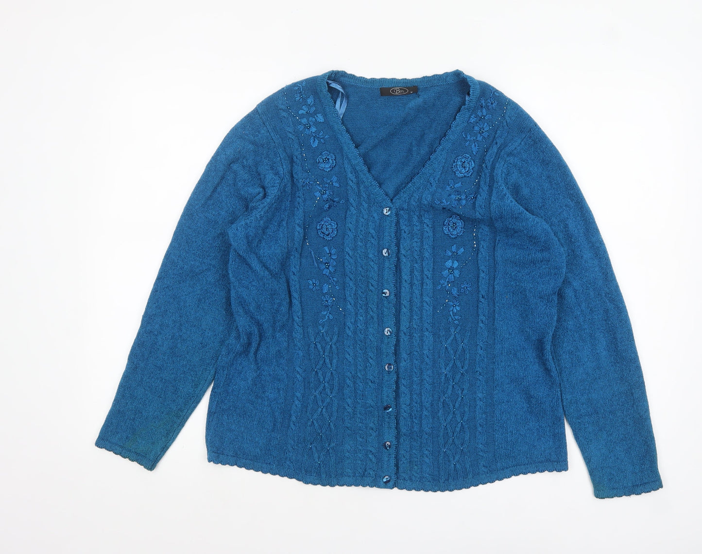 Womens UK Size M BM Blue Cardigan Jumper