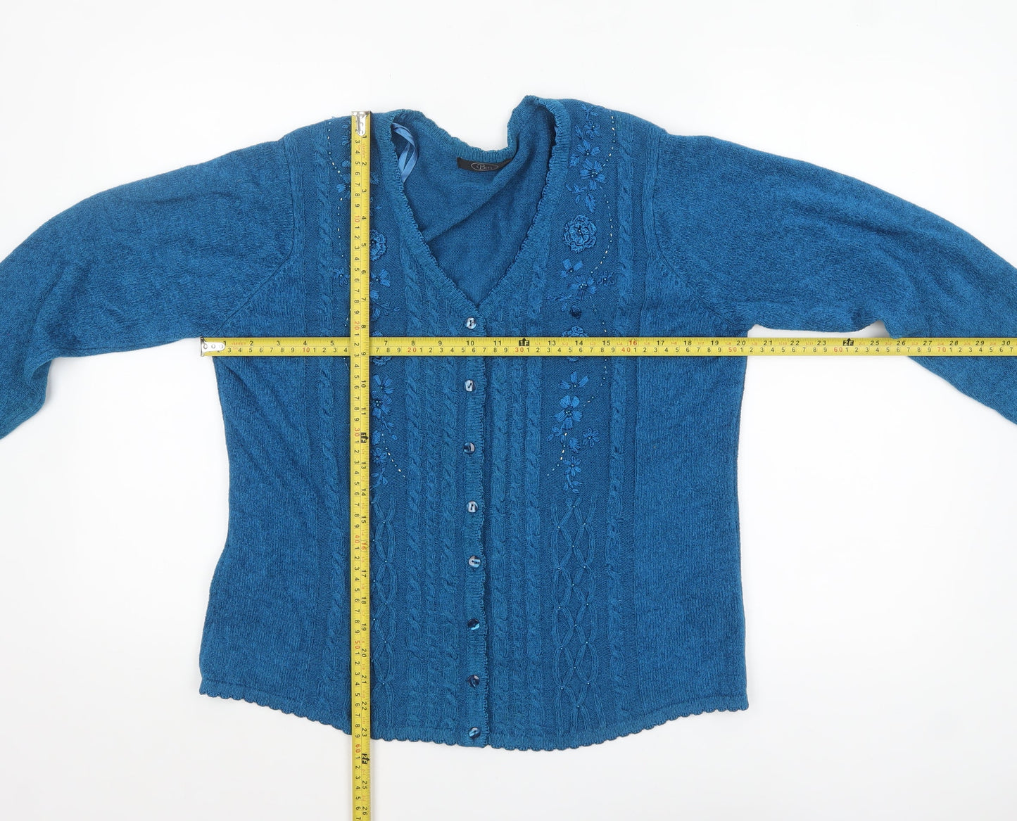 Womens UK Size M BM Blue Cardigan Jumper