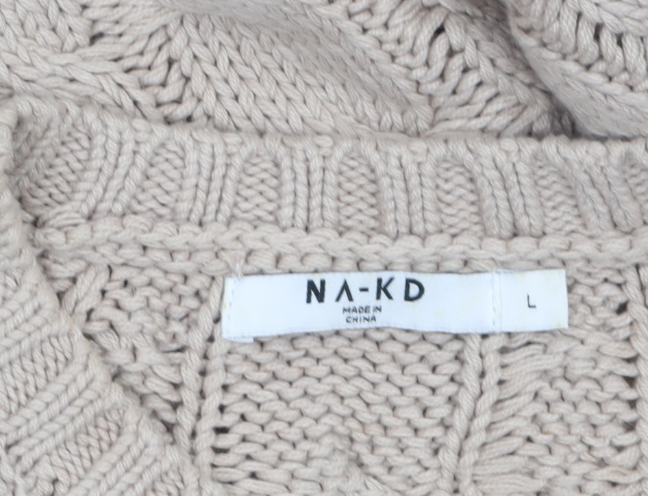Womens UK Size L NA-KD Beige Pullover Jumper