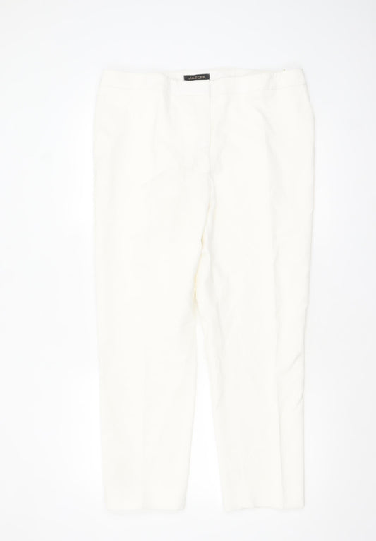 Womens UK Size 16 Jaeger Regular Fit Business Casual Ivory Trousers