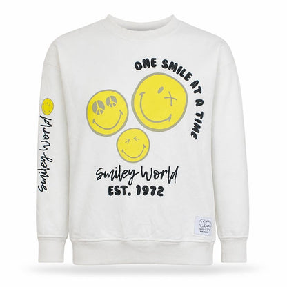 Womens UK Size XS Smiley World White Pullover Sweatshirt