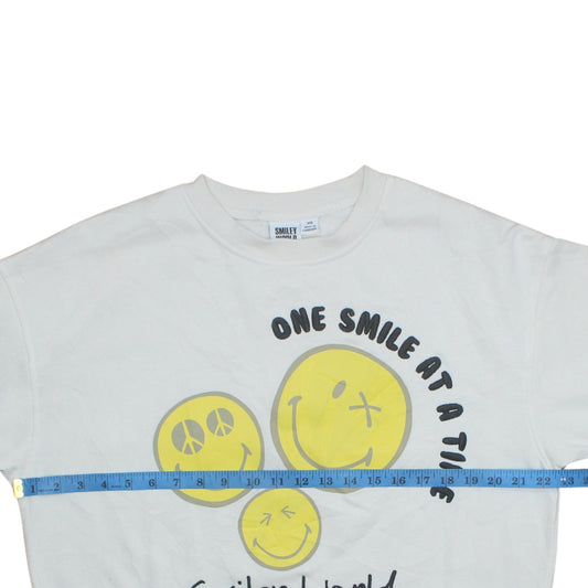 Womens UK Size XS Smiley World White Pullover Sweatshirt