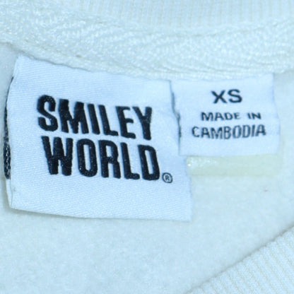 Womens UK Size XS Smiley World White Pullover Sweatshirt