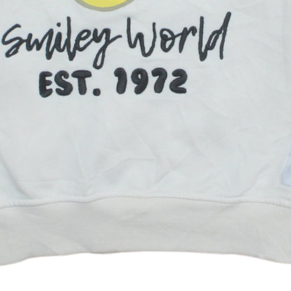 Womens UK Size XS Smiley World White Pullover Sweatshirt