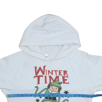 Womens UK Size M American Apparel White Pullover Hoodie