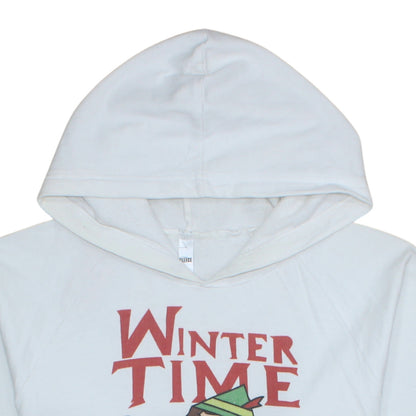 Womens UK Size M American Apparel White Pullover Hoodie