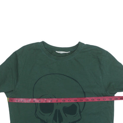 H&M Boys Green Skull Graphic Pullover Sweatshirt 16 Years