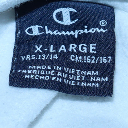 Champion Boys White Fleece Pullover Sweatshirt XL 13-14Y Logo Print Crew Neck