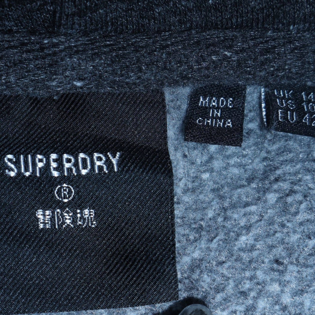 Womens UK Size 14 Superdry Black Pullover Hoodie