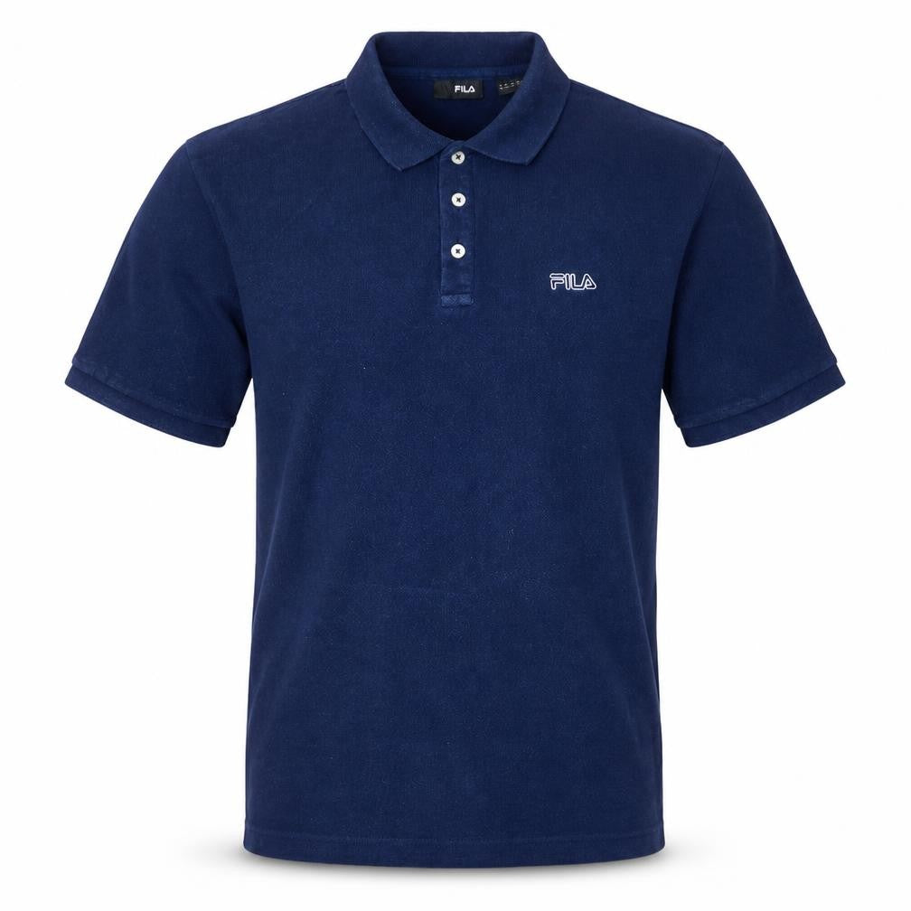 Front view of Fila Men's Blue Cotton Polo Shirt XL Classic Logo Casual