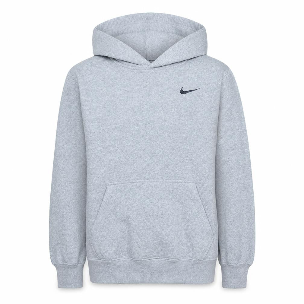 Front view of Nike boys’ grey pullover hoodie l 12-13 years fleece sweatshirt