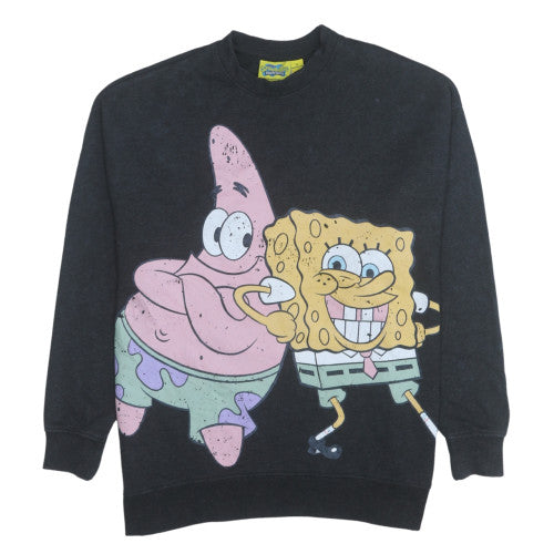 Womens UK Size S SpongeBob SquarePants Black Pullover Sweatshirt
