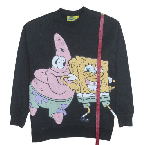 Womens UK Size S SpongeBob SquarePants Black Pullover Sweatshirt