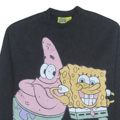 Womens UK Size S SpongeBob SquarePants Black Pullover Sweatshirt