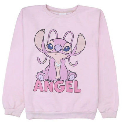 Disney Girls Pink Angel Sweatshirt 14 Years Pullover Crew Neck Cotton Blend