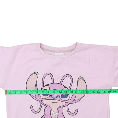 Disney Girls Pink Angel Sweatshirt 14 Years Pullover Crew Neck Cotton Blend