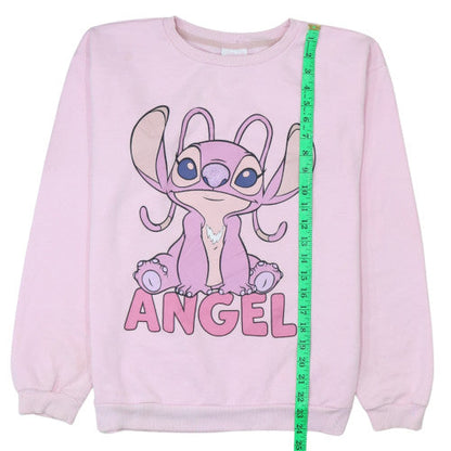 Disney Girls Pink Angel Sweatshirt 14 Years Pullover Crew Neck Cotton Blend